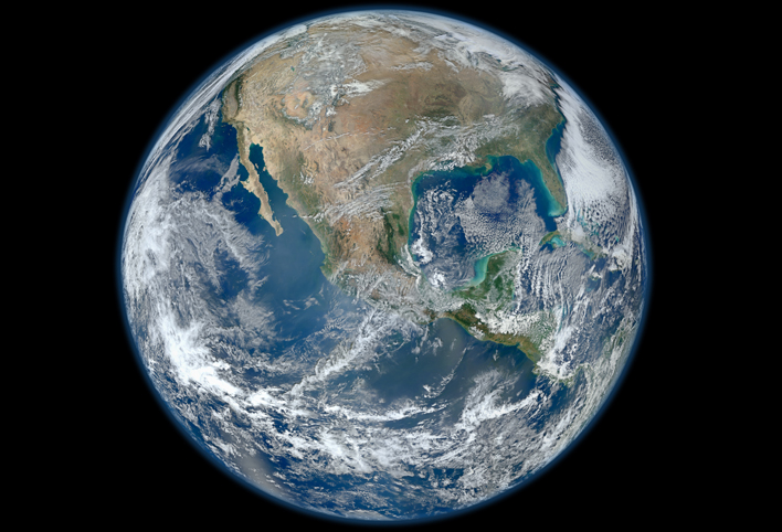 Earth from space showing North and Central America